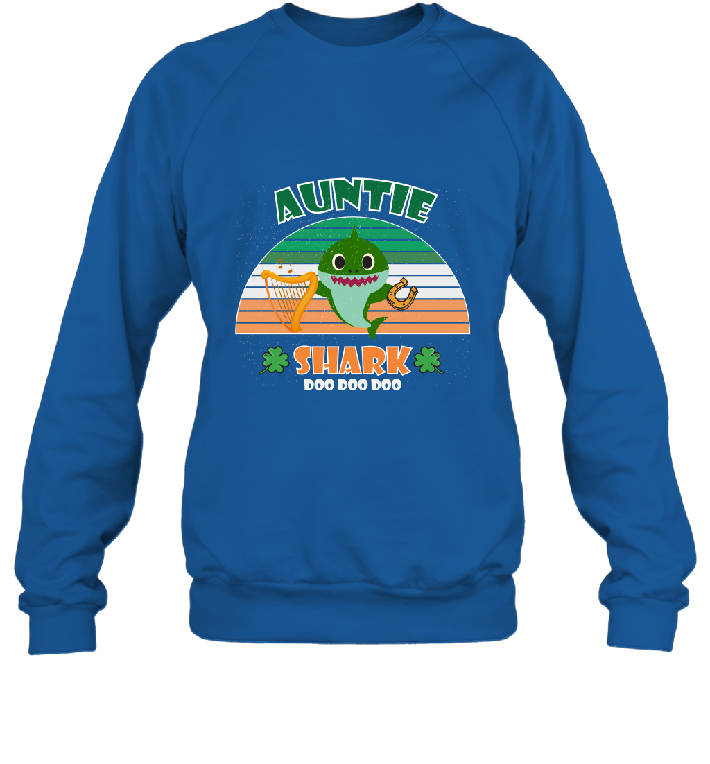 Irish Auntie Shark Saint Patricks Day Family Shirt Sweatshirt Royal