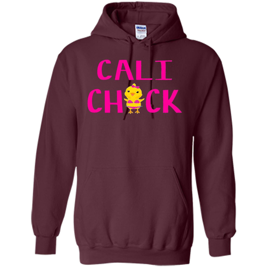 Cali Chick Cute Bikini Yellow Bird Funny T-shirt Maroon