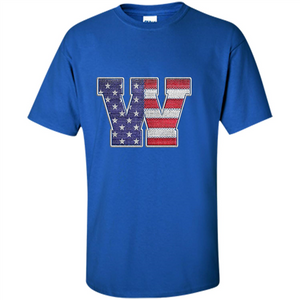 Patriotic T-shirt Letter W American Flag Embroidery