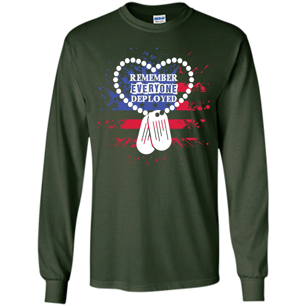 Military T-shirt RED Remember Everyone Deployed Forest Green