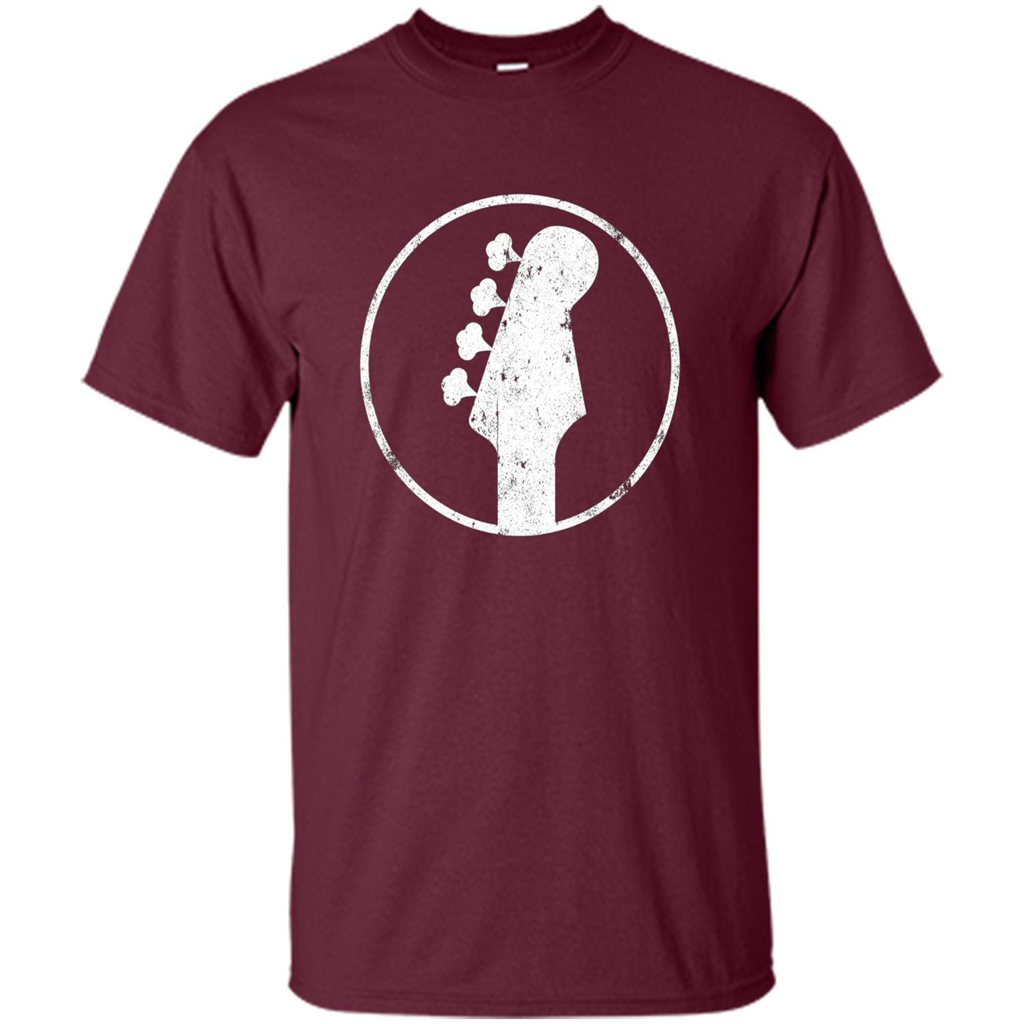 Bass Player - 4 String Headstock Distressed Bass T-shirt Maroon