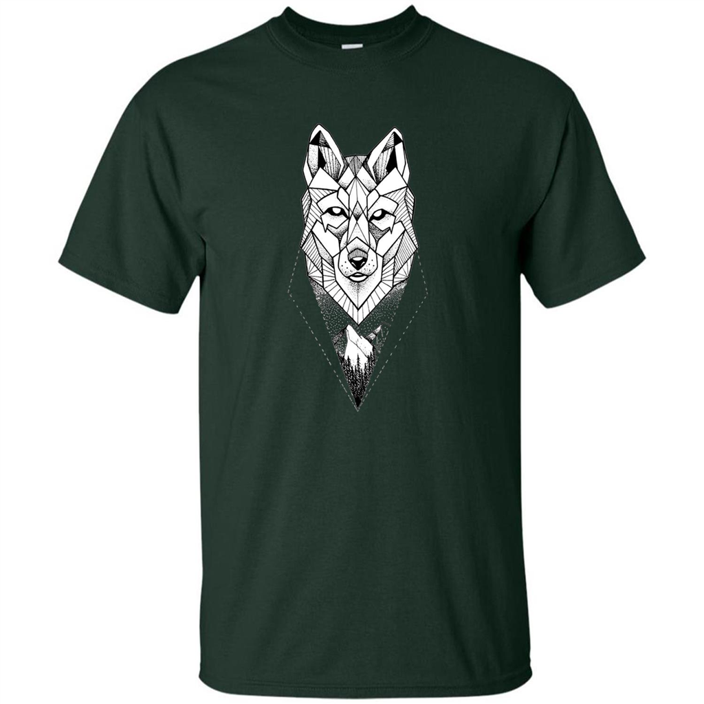 Wolf Moon Mountain Dreamcatcher Bohemian Spirit T-shirt Forest Green