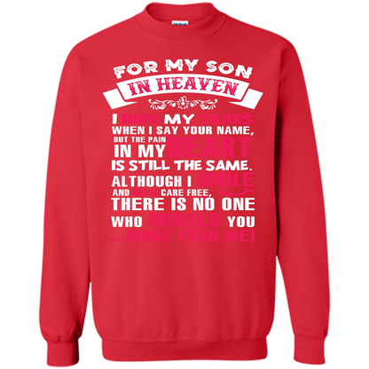 Family T-shirt For My Son In Heaven I Hide My Tears T-shirt Red