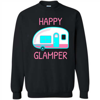 Happy Glamper - Glamping Camping Gift Idea T-Shirt Black
