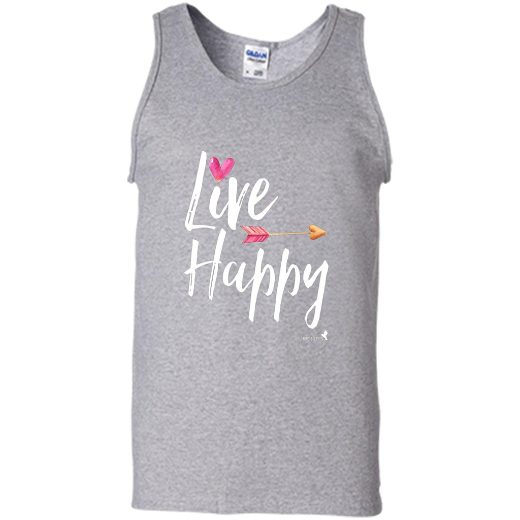 Inspirational Motivational Uplifting T-shirt Live Happy Sport Grey