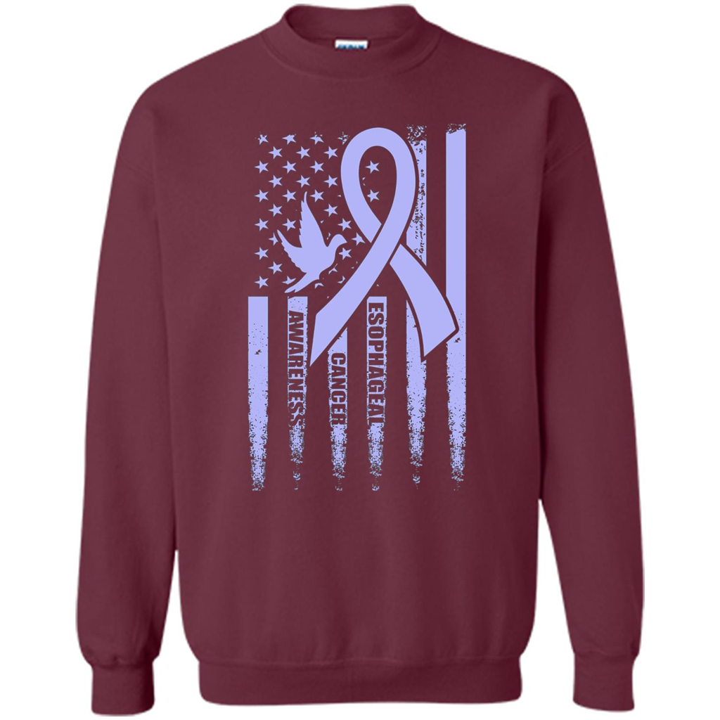 Esophageal Cancer USA Flag Periwinkle Ribbon and Dove T-shirt Maroon