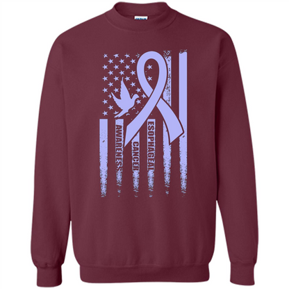 Esophageal Cancer USA Flag Periwinkle Ribbon and Dove T-shirt Maroon