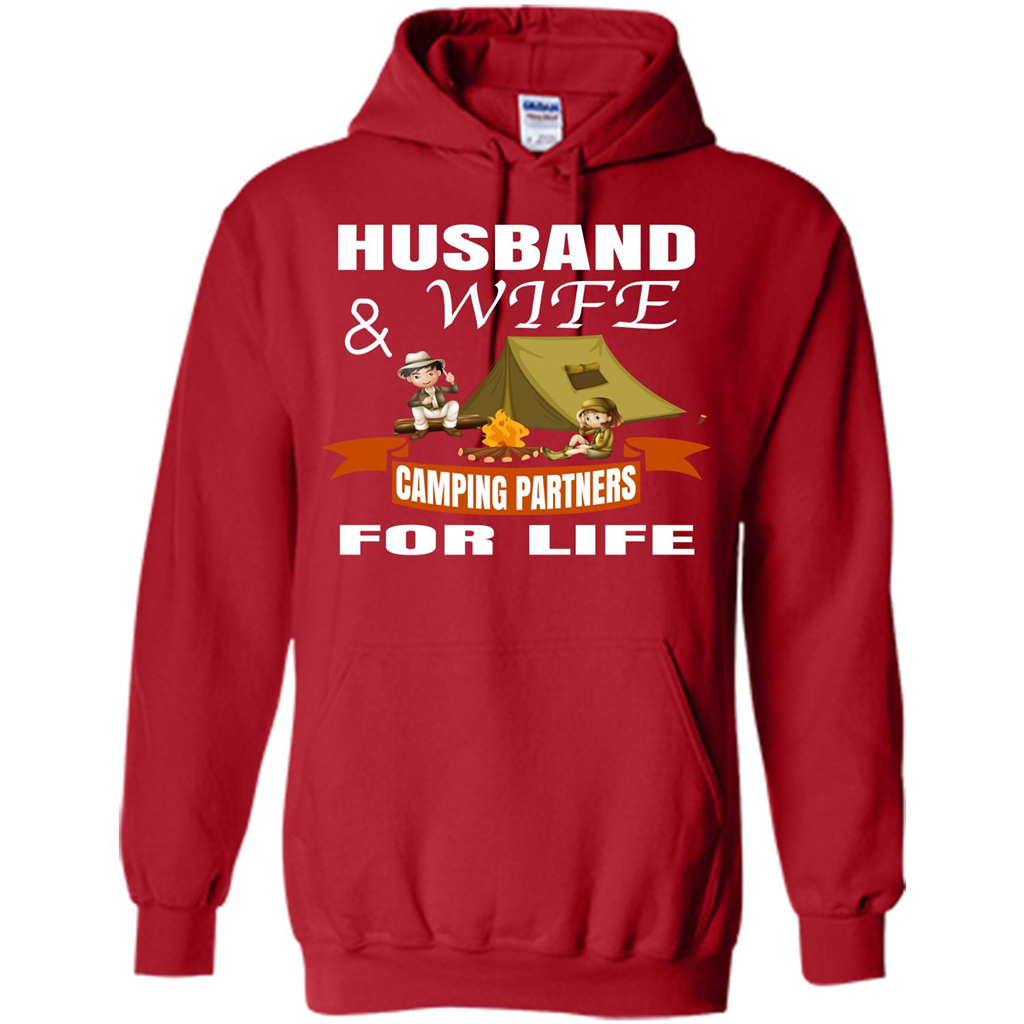 Camping Family T-shirt Husband And Wife Camping Partners For LIfe Red