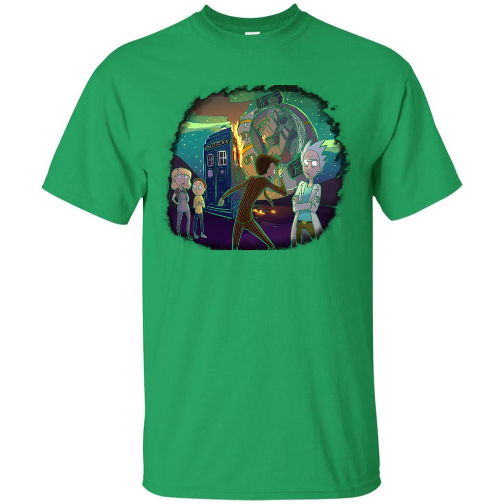 Doctorwho Vs Rick And Morty T-shirt Irish Green