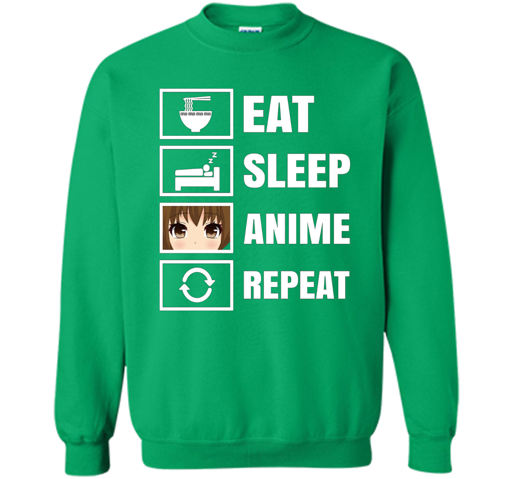 Eat Sleep Anime Repeart T-Shirt Funny Anime Geek cool shirt