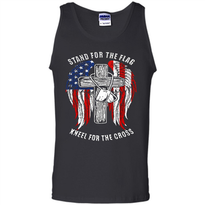 Military T-shirt Stand For The Flag Kneel For The Cross Black