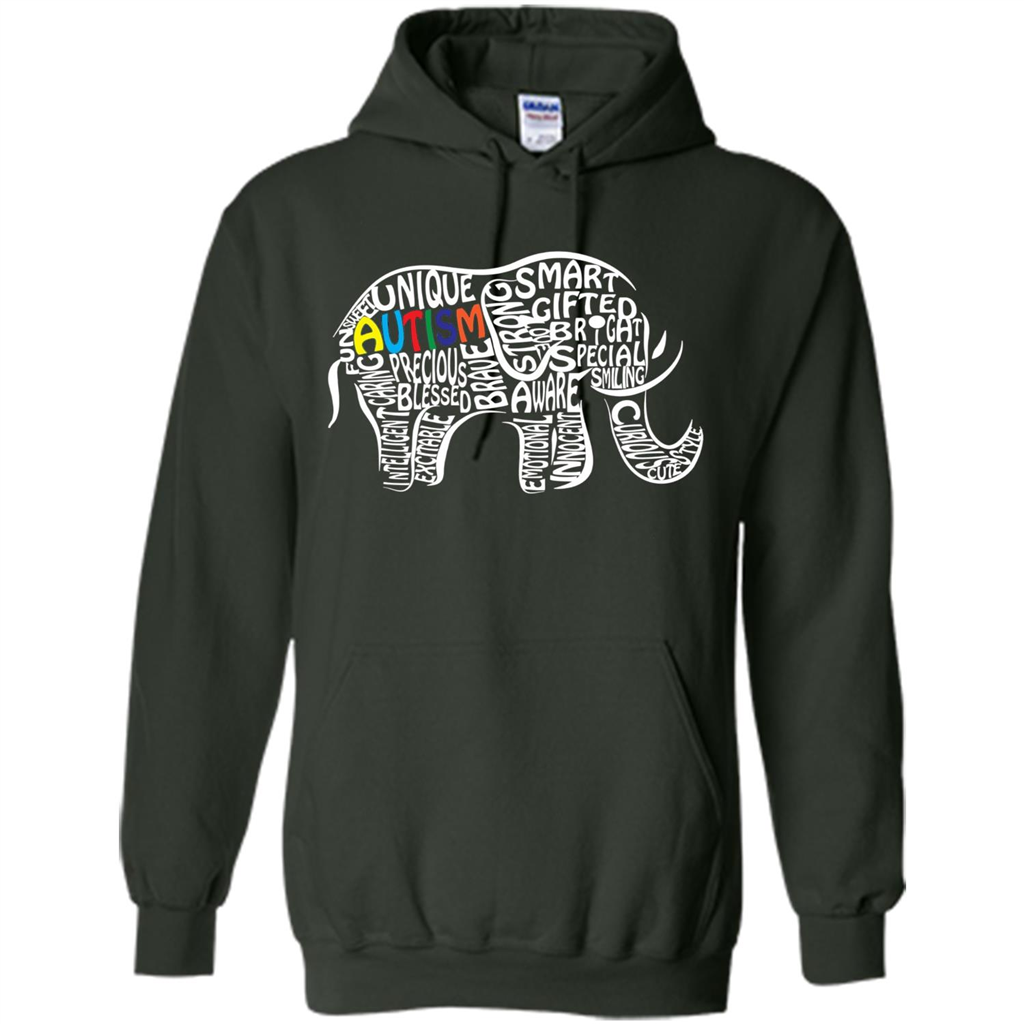 Autism Awareness Elephant T-shirt Forest Green
