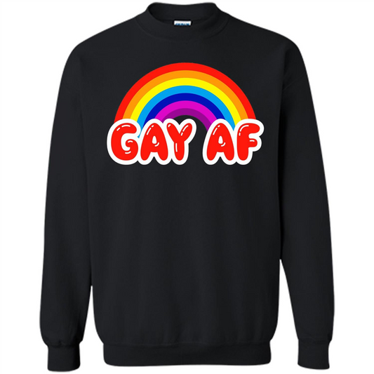 LGBTQ Pride T-shirt Gay AF Funny Gay Flag Rainbow Colors LGBTQ Pride Black