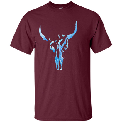 Watercolor Cow Skull T-Shirt Maroon