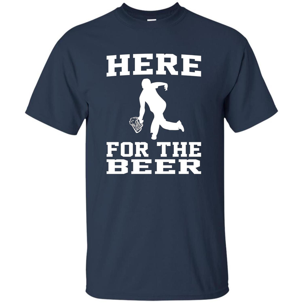 Funny Bowling Drinking Shirt Here For The Beer T-shirt Navy