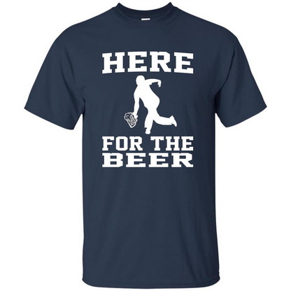 Funny Bowling Drinking Shirt Here For The Beer T-shirt Navy