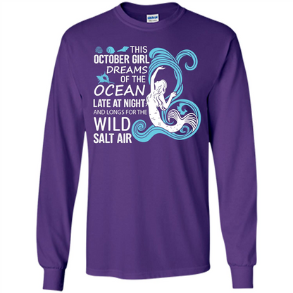 This October Girl Dreams Of The Ocean Late At Night T-shirt Purple