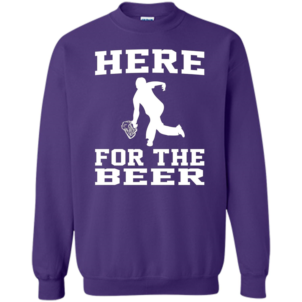 Funny Bowling Drinking Shirt Here For The Beer T-shirt Purple