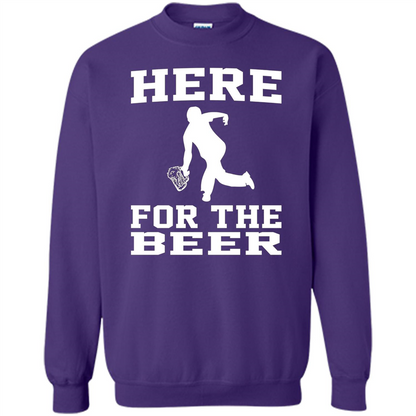 Funny Bowling Drinking Shirt Here For The Beer T-shirt Purple