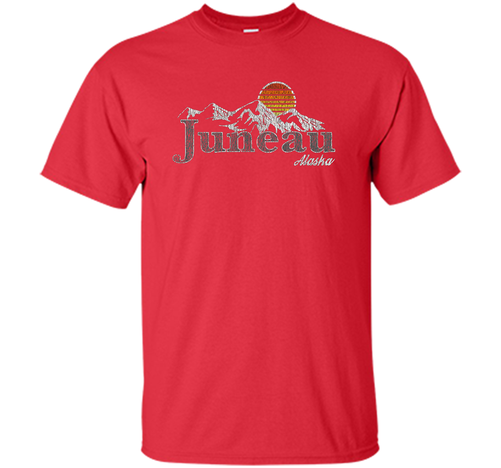 Retro Juneau Alaska Mountain T-shirt Red