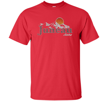 Retro Juneau Alaska Mountain T-shirt Red