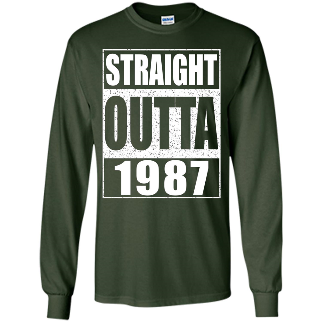 Straight Outta 1987 T-shirt Funny Birthday Gift T-shirt Forest Green