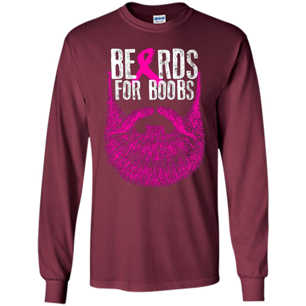 Beards For Boobs T-shirt Cancer Awareness T-shirt Maroon