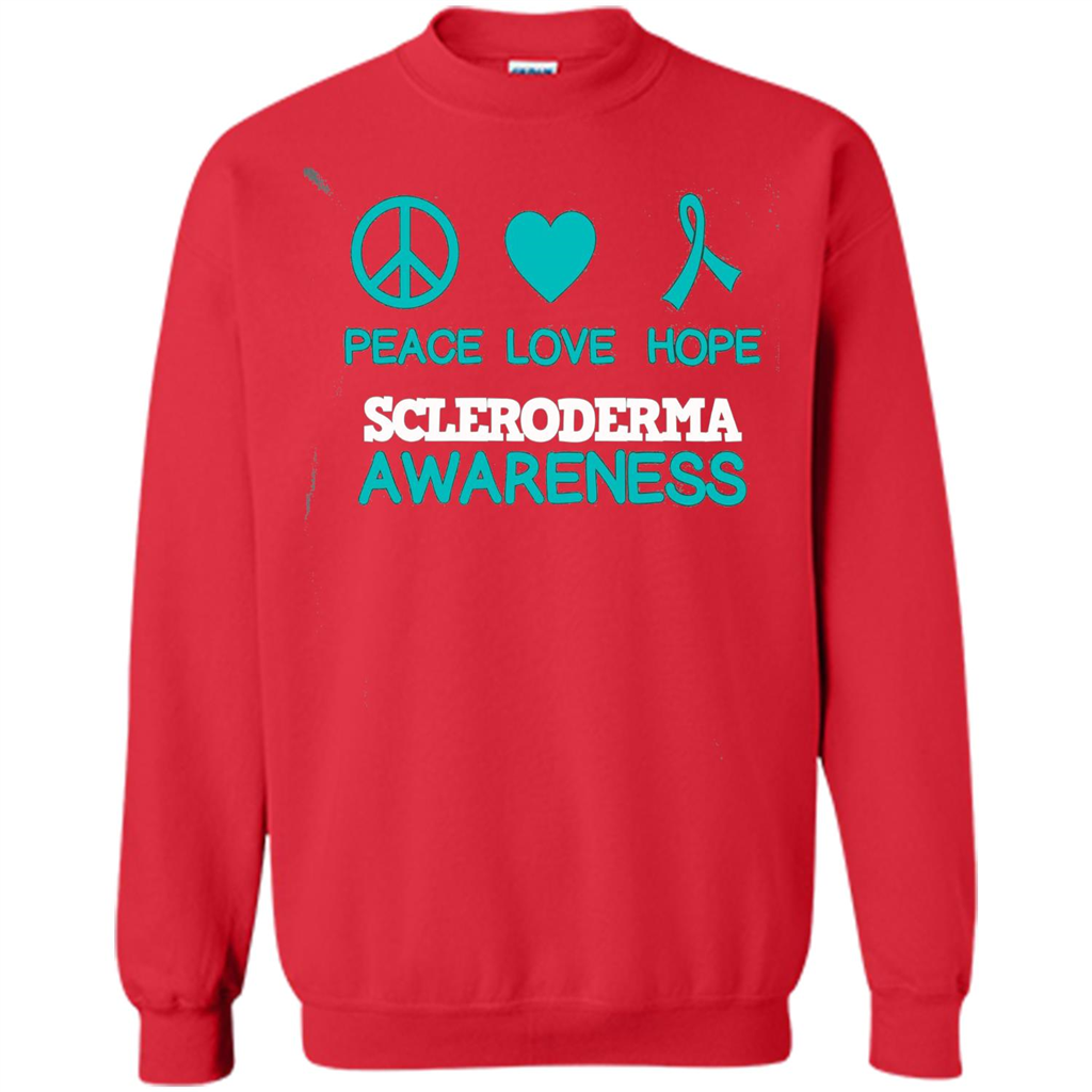 Scleroderma Awareness Ribbon Support T-shirt Peace Love Hope T-shirt Red