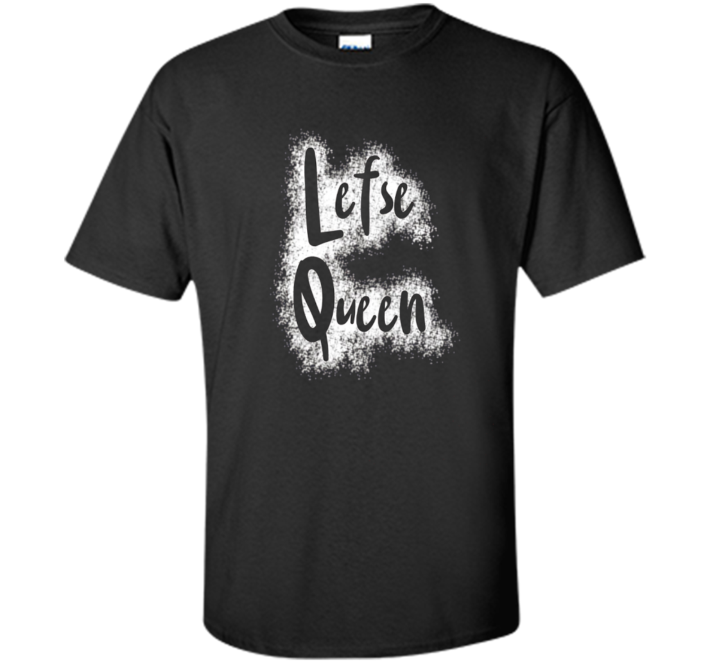 Lefse Queen Written in Flour Funny Norwegian T-shirt Black S