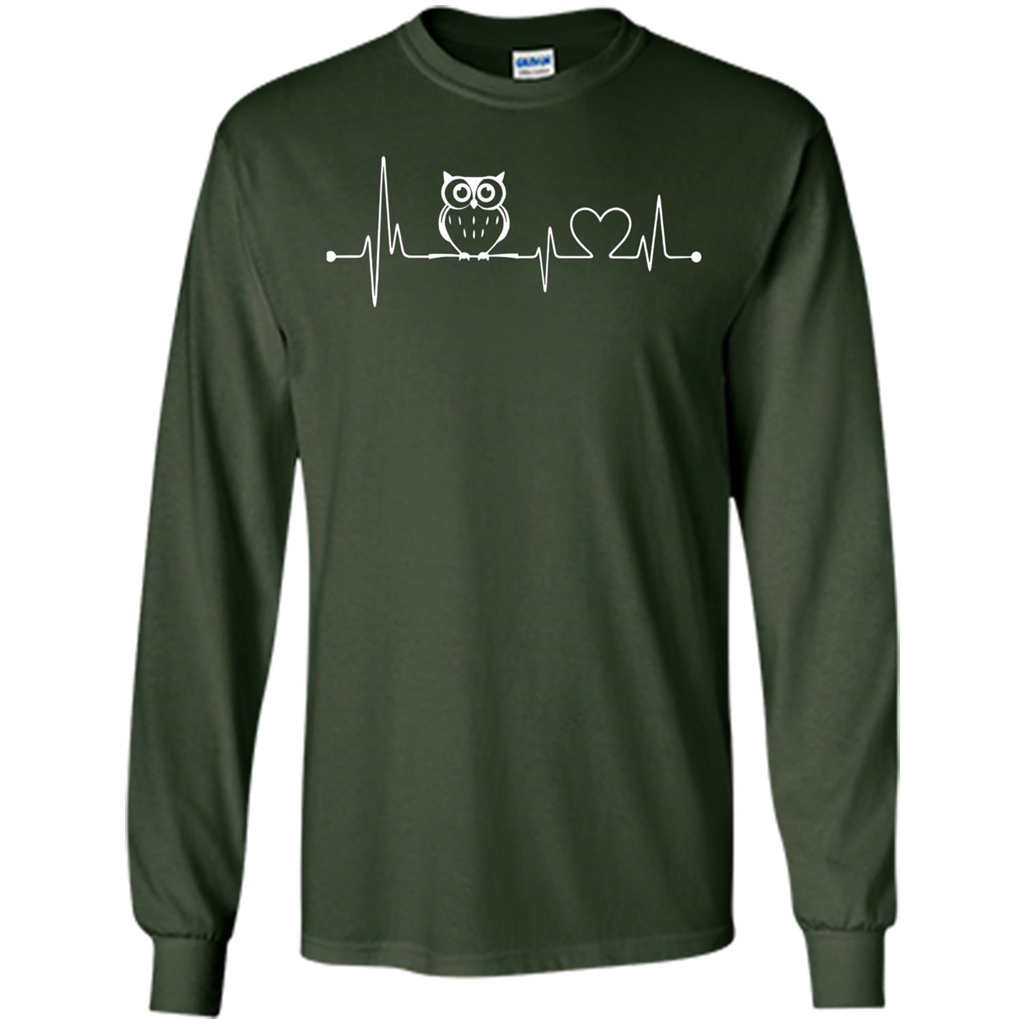 Heartbeat Owl T-shirt Love Owl T-shirt Forest Green