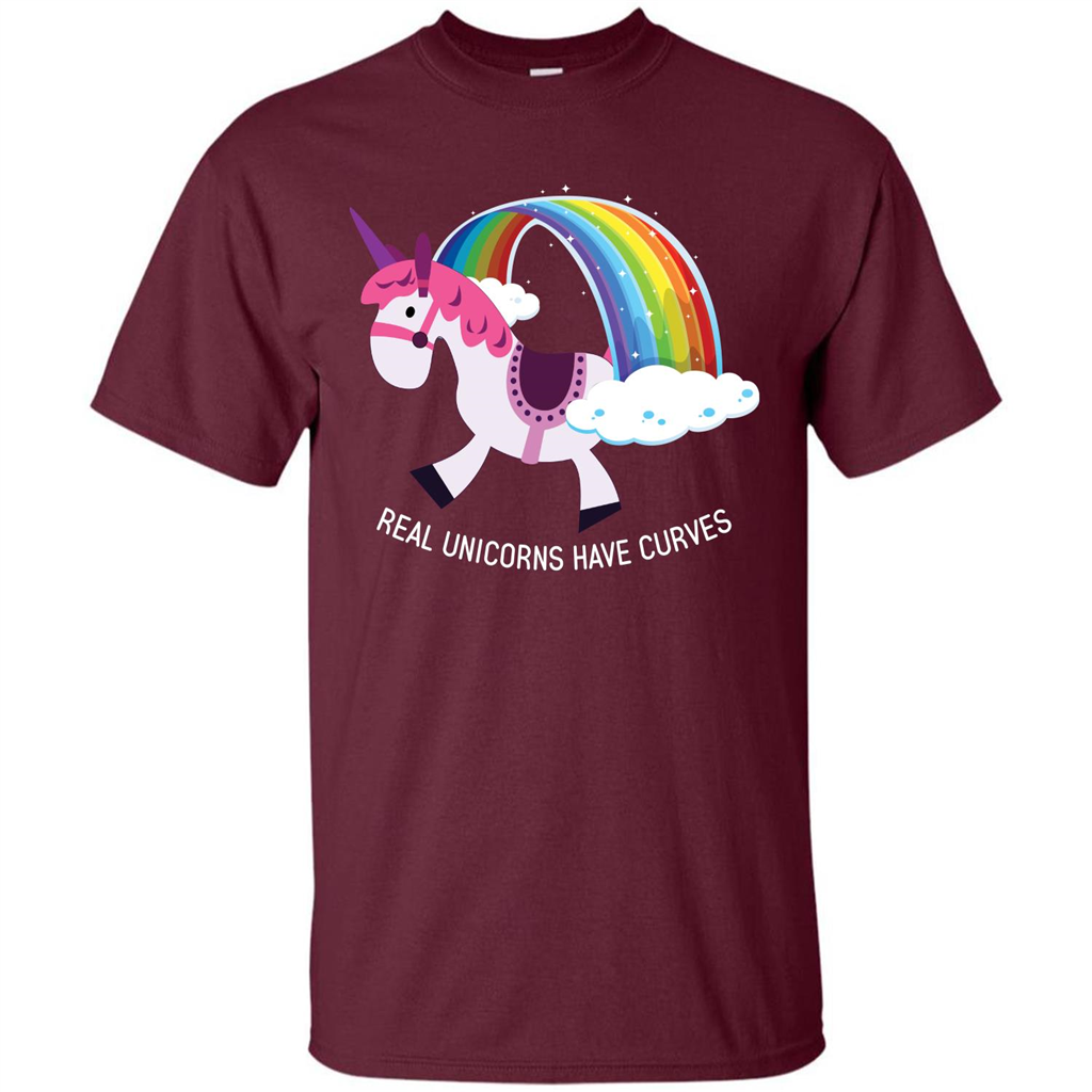 Unicorn T-shirt Real Unicorns Have Curves T-shirt Maroon