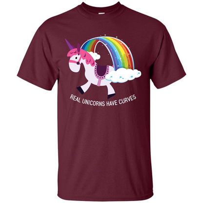 Unicorn T-shirt Real Unicorns Have Curves T-shirt Maroon
