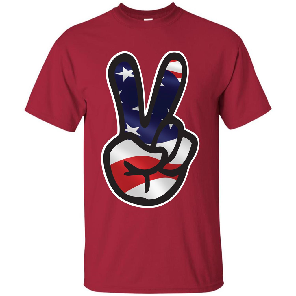 Amreican Flag Peace Guy T-shirt Cardinal