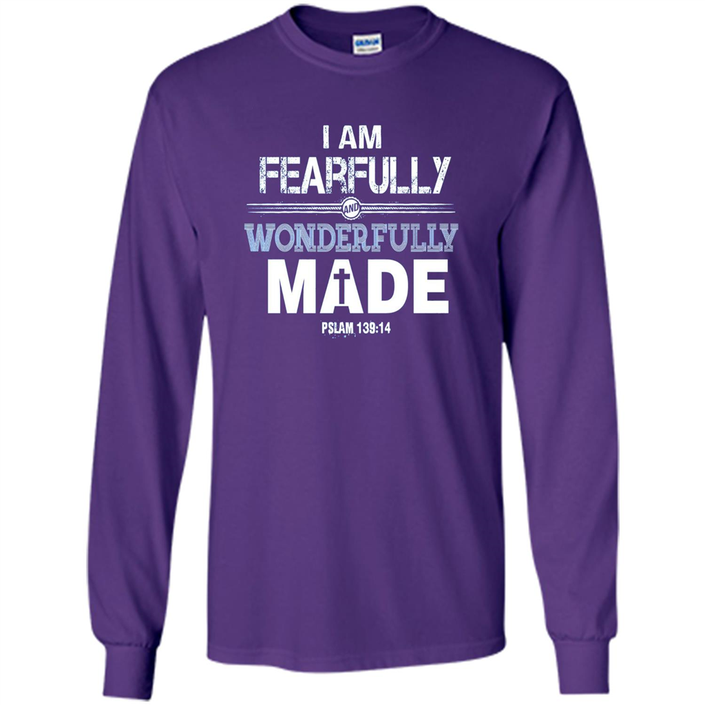 Christian T-shirt I Am Fearfully And Wonderfully Made Purple