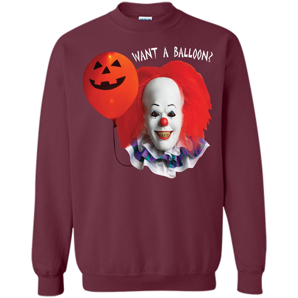 Halloween T-shirt Want A Balloon T-shirt Maroon