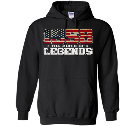 Birthday Gift For 59 Years Old 1958 T Shirt American Flag t-shirt Black