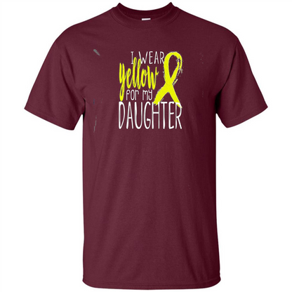 I Wear Yellow Ribbon For My Daughter T-shirt Maroon