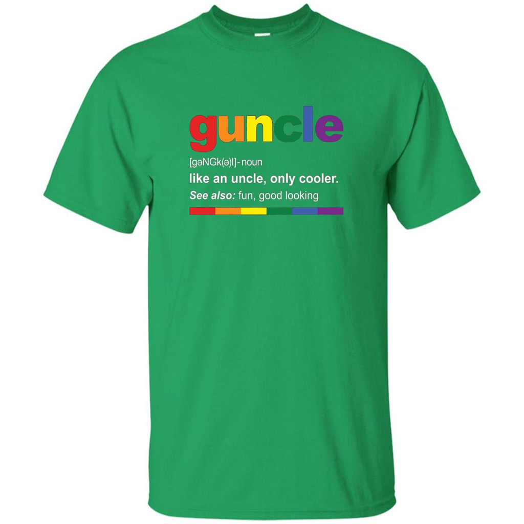 Mens Rainbow Guncle Definition T-Shirt Funny Gift For Gay Uncle Irish Green