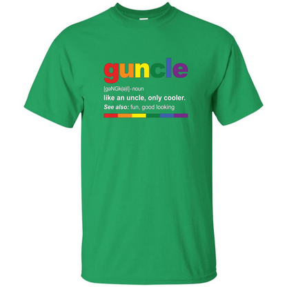 Mens Rainbow Guncle Definition T-Shirt Funny Gift For Gay Uncle Irish Green