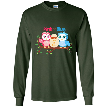 Pregnancy T-shirt Owl Pink Or Blue Hoo Will It Be Forest Green