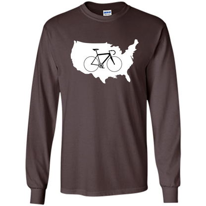 Bicycle America T-shirt USA States Road Bike Dark Chocolate