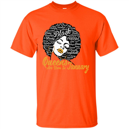 Queen Are Born In January T-shirt Orange