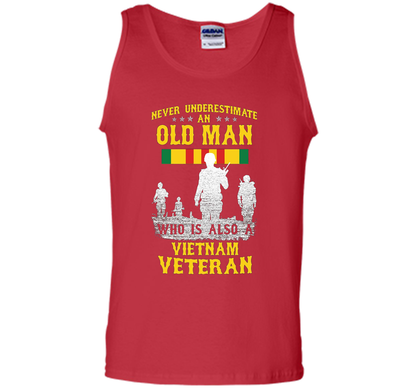 Mens Never Underestimate an OLD MAN Vietnam Veteran - Gift Tee cool shirt Red