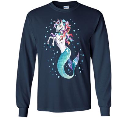 Unicorn Mermaid Mermicorn Cute T-Shirt Gifts for Girls kids cool shirt Navy