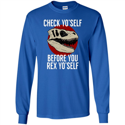 Dinosaur T-shirt Check Yo'Self Before You Rex Yo'Self T-shirt Royal