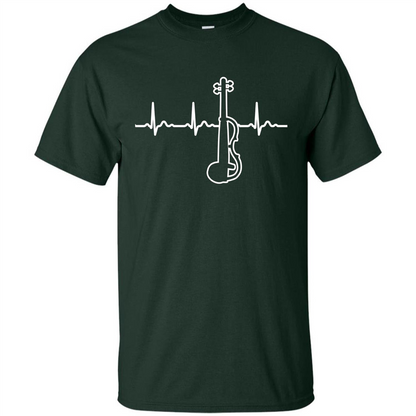 Electric Violin Heartbeat T-Shirt Special Instrument T-shirt Forest Green