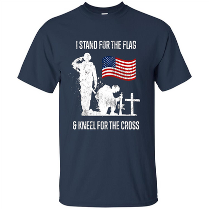 I Stand For The Flag And Kneel For The Cross T-shirt Navy