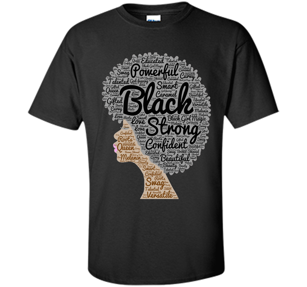 Afro Word Art Natural Hair T-Shirt for Black Women shirt Black
