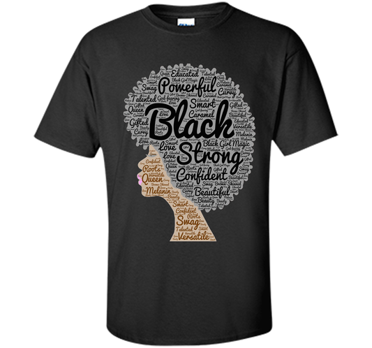 Afro Word Art Natural Hair T-Shirt for Black Women shirt Black