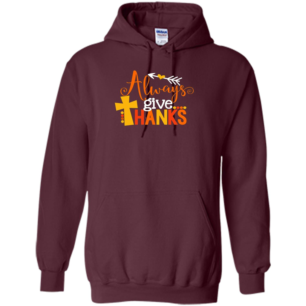 Cute Kids Thanksgiving Shirt - Always Give Thanks T-Shirt Maroon